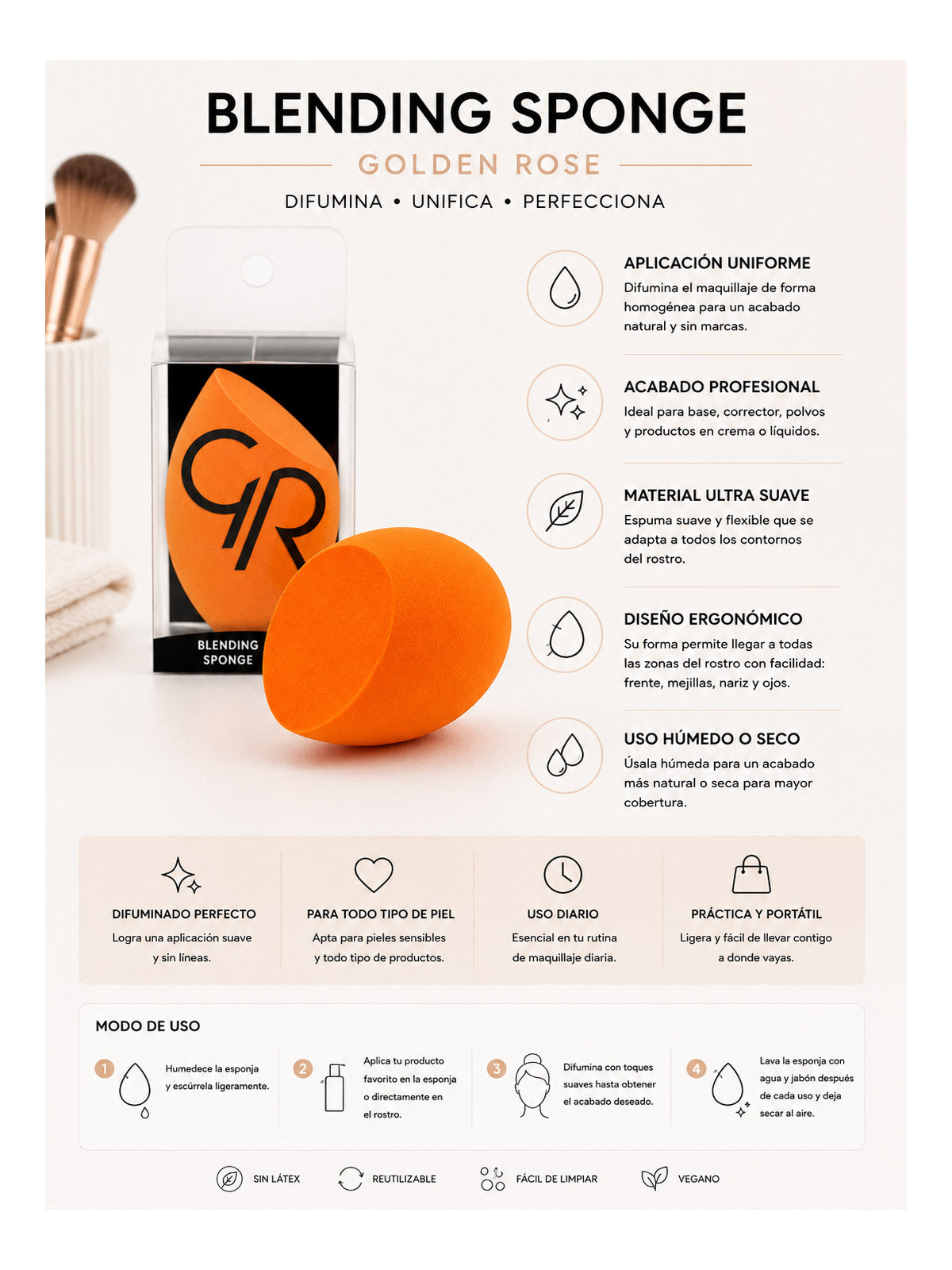 Blending Sponge Golden Rose – Esponja de Maquillaje