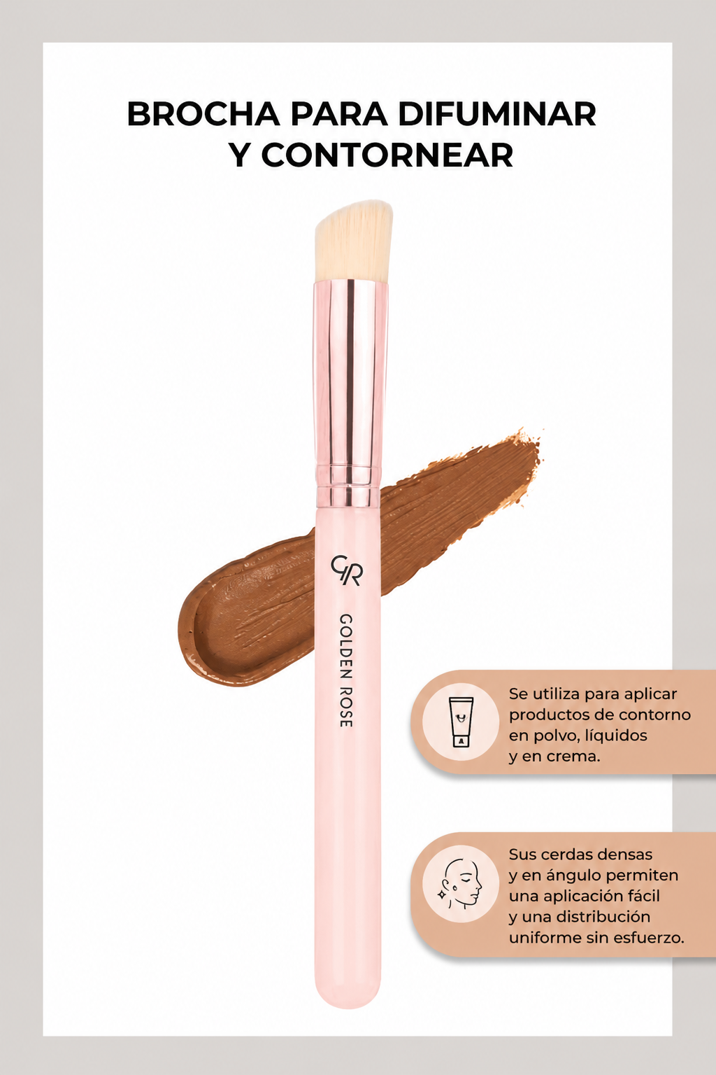 Brocha para Contorno y Difuminado Nude – Precisión Profesional - Blending & Conturıng Brush-info