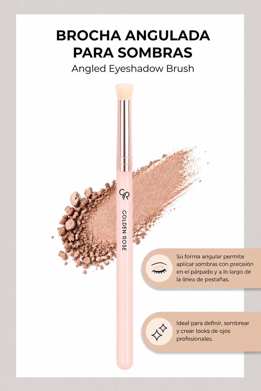 brocha angular sombras Golden Rose nude precision ojos maquillaje-info