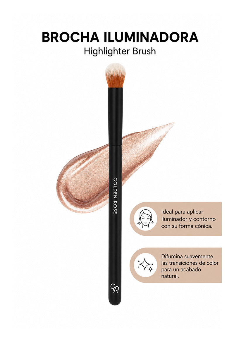 brocha iluminador Golden Rose glow maquillaje rostro