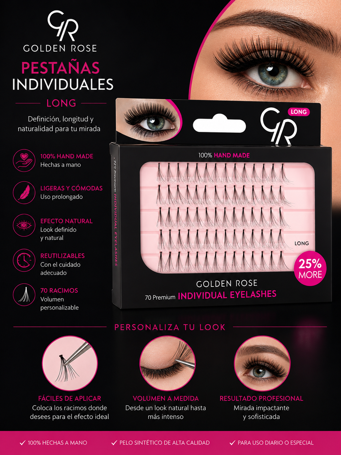 pestañas postizas individuales long Golden Rose