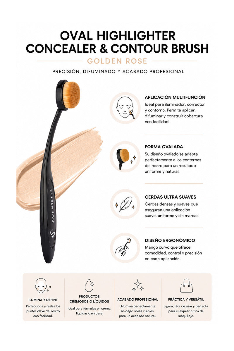 brocha ovalada Golden Rose contouring corrector iluminador