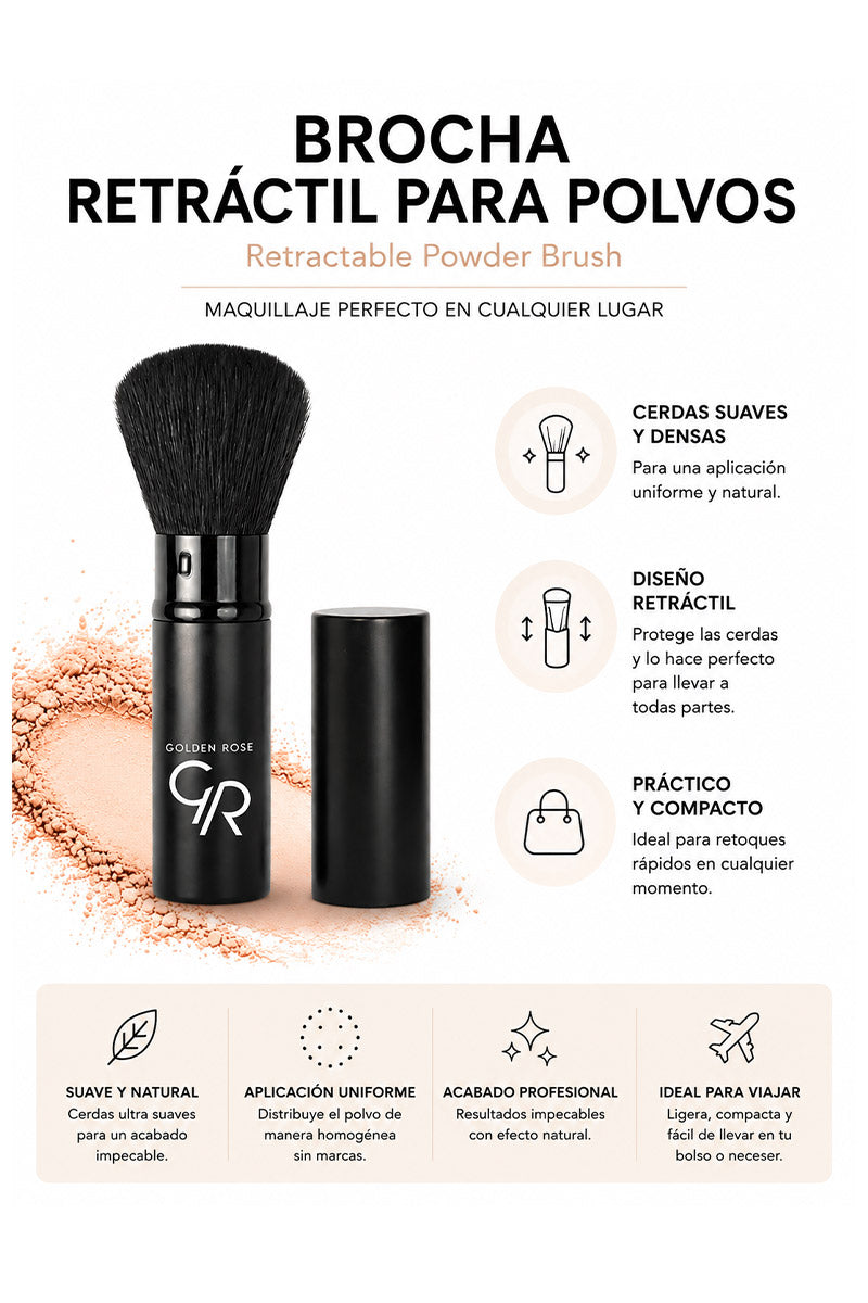 brocha maquillaje retractil Golden Rose acabado natural
