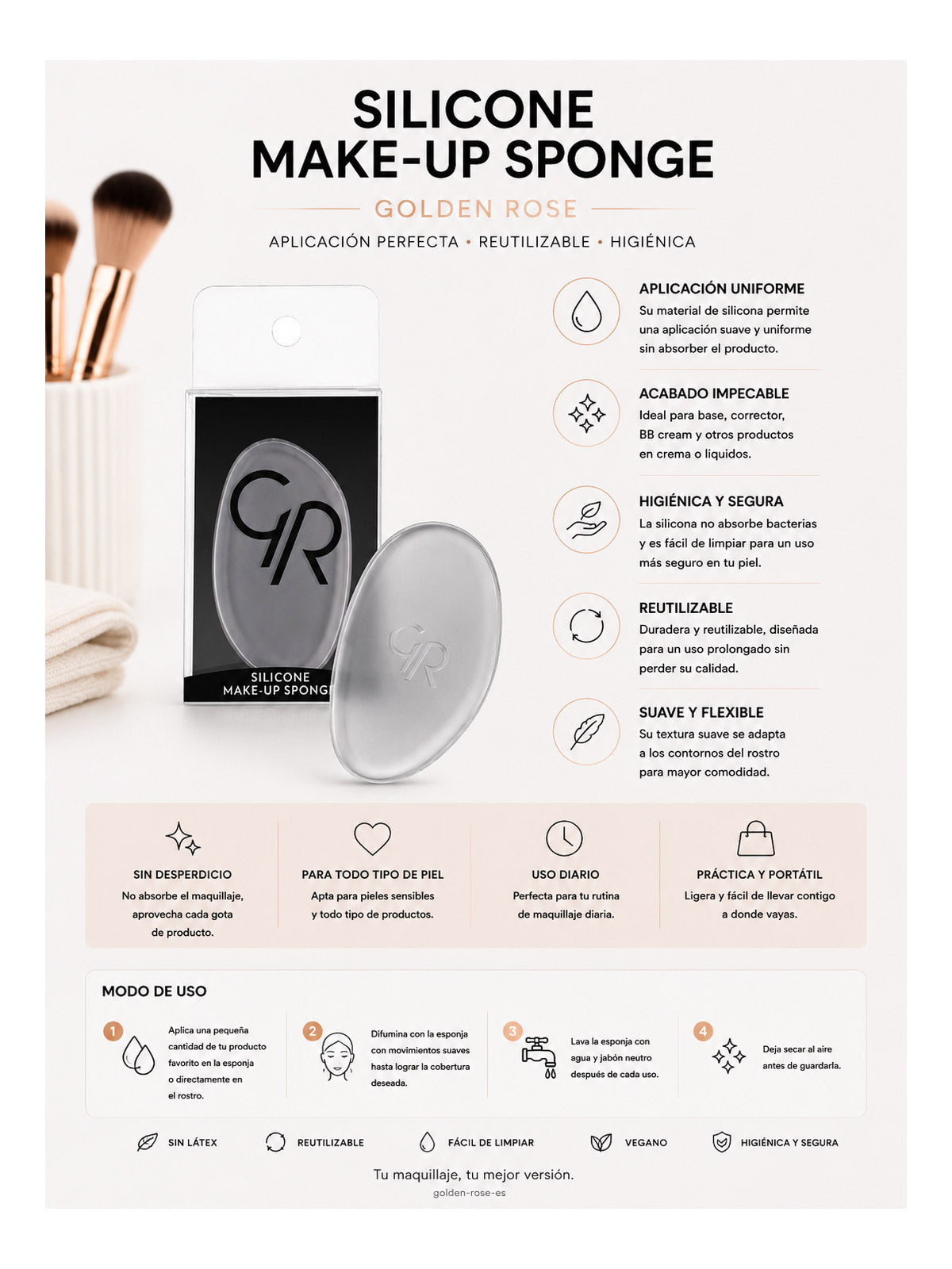 silicone make up sponge Golden Rose reutilizable